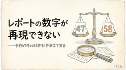 レポートの数字が再現できない。「予約47件 vs 58件」を1件単位で突合して分かったこと
